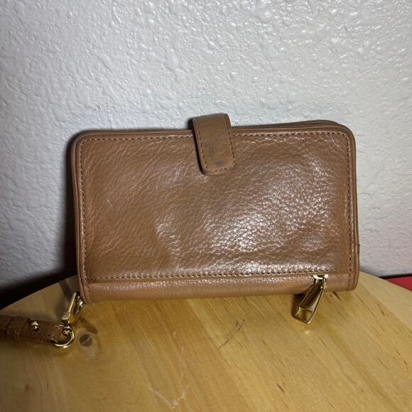 Tory Burch Brown Leather Wristlet Wallet phone case - Picture 3 of 8